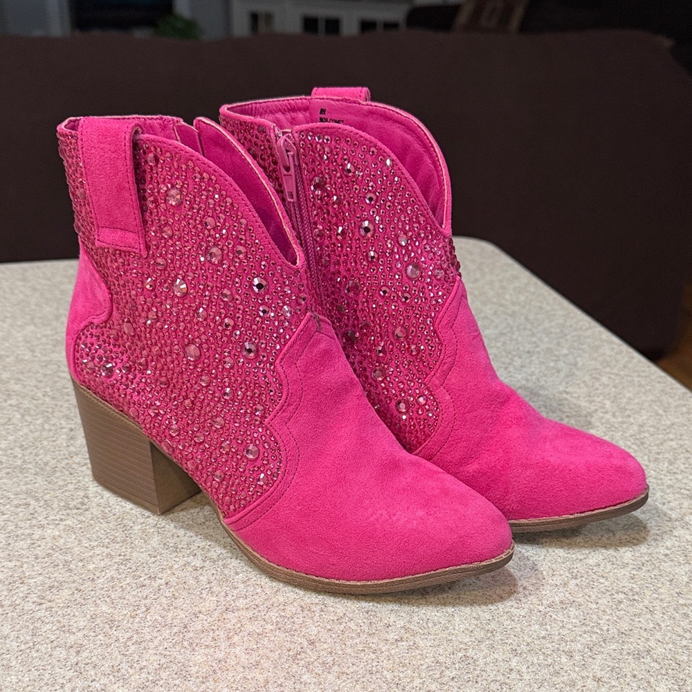 Sugar Fuchsia Embellished Ankle Boots